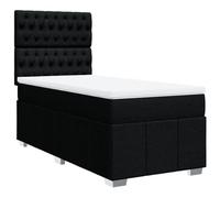 Qnhdfrt Lit Boxspring 80x200 cm Noir, Ensemble Complet de Chambre avec Cadre de Lit en Tissu, Matelas à Ressorts Ensachés, Surmatelas en Mousse et Tête de Lit Réglable en Hauteur