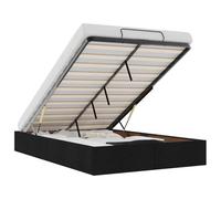 Qnhdfrt Lit capitonné 120 x 190 cm avec espace de rangement, cadre de lit ottoman avec mécanisme de levage hydraulique, sommier à lattes, housse en tissu résistant, noir