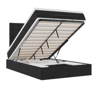 Qnhdfrt Lit capitonné 120 x 190 cm avec espace de rangement et matelas à ressorts ensachés - Lit ottoman avec surmatelas et tête de lit - Mécanisme de levage hydraulique - Noir
