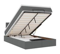 Qnhdfrt Lit capitonné 120 x 190 cm avec espace de rangement, lit ottoman avec matelas à ressorts ensachés et surmatelas, mécanisme de levage hydraulique, cadre de lit stable avec tête de lit, gris