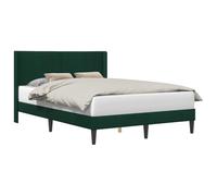 Qnhdfrt Lit capitonné, 120 x 190 cm, cadre de lit avec tête de lit en velours, sommier à lattes stable, vert foncé, design moderne pour chambre à coucher, contreplaqué massif, capacité de charge de