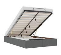 Qnhdfrt Lit capitonné 120 x 190 cm, lit ottoman avec espace de rangement et mécanisme de levage hydraulique, cadre de lit en tissu, gris foncé, avec sommier à lattes, pour chambre à coucher