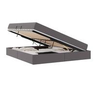 Qnhdfrt Lit capitonné 180 x 200 cm avec matelas et espace de rangement, coffre de lit hydraulique, housse en cuir synthétique, cadre en métal stable, lit pour chambre à coucher, gris, super king size
