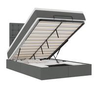 Qnhdfrt Lit capitonné avec coffre de lit 120 x 190 cm, lit ottoman avec matelas à ressorts ensachés et surmatelas, gris foncé, lit de rangement hydraulique avec tête de lit, charge jusqu'à 280 kg
