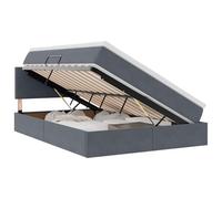 Qnhdfrt Lit Coffre 140x190cm Velours avec Matelas et Surmatelas, Gris Foncé
