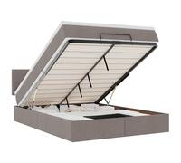 Qnhdfrt Lit Coffre 140x200 cm avec Matelas et Surmatelas Taupe | Ensemble complet lit coffre relevable hydraulique avec matelas et surmatelas pour optimiser l espace de votre chambre.