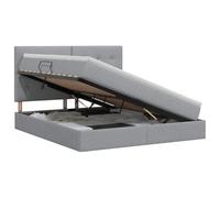 Qnhdfrt Lit Coffre 180x200 cm avec Matelas et Surmatelas Gris Clair | Lit coffre double pour chambre adulte avec mécanisme hydraulique latéral, cadre métallique robuste et surmatelas 5 cm.