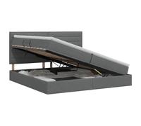 Qnhdfrt Lit Coffre 200x200 cm avec Matelas et Rangement hydraulique Gris | Lit pour chambre à coucher moderne avec grand coffre latéral hydraulique, matelas inclus et structure robuste en métal.
