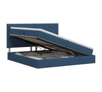 Qnhdfrt Lit Coffre 200x200 cm Bleu avec Matelas et Surmatelas Métal | Optimisez l'espace de votre chambre avec ce lit coffre hydraulique bleu équipé de matelas confortables et surmatelas.