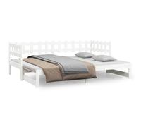 Qnhdfrt Lit de Jour Coulissant en Pin Massif Blanc 2x90x200cm | Cadre de canapé-lit extensible en bois naturel pour salon ou chambre d'amis, idéal pour optimiser l'espace au quotidien.