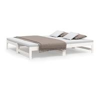 Qnhdfrt Lit de jour extensible, en pin massif, lit d'appoint, blanc, canapé et lit 2 en 1, avec sommier à lattes, pour 2 matelas de 75 x 190 cm, meuble polyvalent