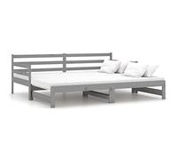 Qnhdfrt Lit de jour extensible, lit fonctionnel en pin massif gris, lit d'appoint et canapé combiné pour 2 personnes, avec sommier à lattes, surface de couchage 2 x 90 x 200 cm