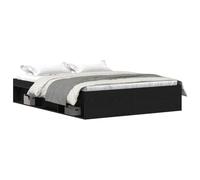 Qnhdfrt Lit de rangement 150 x 200 cm, cadre de lit avec 6 compartiments aspect chêne noir, lit fonctionnel moderne en bois, lit double stable sans matelas pour chambre à coucher