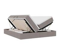 Qnhdfrt Lit de rangement 200 x 200 cm avec matelas et surmatelas, lit rembourré en taupe avec coffre de lit hydraulique, lit impérial avec cadre en métal solide, sommier à lattes et matelas à ressorts