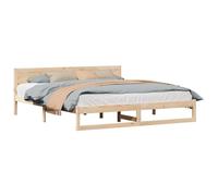 Qnhdfrt Lit double en bois de pin massif 180 x 200 cm avec tête de lit et sommier à lattes, cadre de lit stable au design moderne, naturel