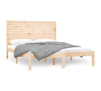 Qnhdfrt Lit en bois massif 150 x 200 cm, cadre de lit en bois de pin massif, cadre de lit stable avec sommier à lattes et tête de lit, design intemporel pour chambre à coucher