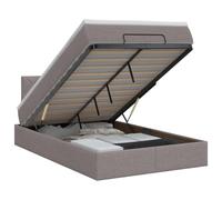 Qnhdfrt Lit Ottoman 120x190 cm avec Matelas et Coffre de Rangement Taupe | Lit coffre rembourré pour chambre à coucher avec surmatelas, vérins à gaz facilitant l'accès au rangement sous le sommier.