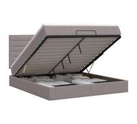 Qnhdfrt Lit Ottoman 140x190 avec Matelas et Surmatelas Coffre Taupe | Lit coffre rembourré pour chambre avec tête réglable 78-88 cm, matelas à ressorts ensachés et espace de rangement.