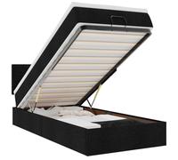 Qnhdfrt Lit ottoman 80 x 200 cm avec matelas à ressorts ensachés et surmatelas, lit rembourré avec coffre de lit et mécanisme de levage hydraulique, lit simple de rangement, noir