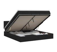 Qnhdfrt Lit Ottoman avec Matelas Noir 180x200 cm Lit Coffre Rangement Tissu | Lit coffre idéal pour chambre à coucher, avec matelas, surmatelas moelleux et tête de lit réglable en hauteur.