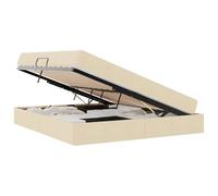 Qnhdfrt Lit rembourré 180 x 200 cm avec matelas, lit coffre avec mécanisme de levage hydraulique, cadre de lit en métal stable, lit de rangement pour chambre à coucher, crème, 204 x 180 cm
