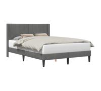 Qnhdfrt Lit simple capitonné, 120 x 190 cm, moderne avec housse en velours, cadre de lit stable avec sommier à lattes, gris foncé, design élégant pour la chambre à coucher