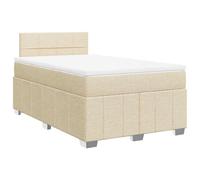 Qnhdfrt Lit Sommier avec Matelas et Surmatelas Crème 120x200 cm | Ensemble complet pour chambre à coucher avec tête de lit réglable, ressorts ensachés et housse de surmatelas lavable.