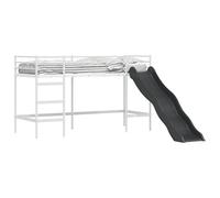 Qnhdfrt Lit Superposé avec Toboggan en Acier 100x190 cm Blanc Anthracite | Cadre en métal mat compact 194x105x116 cm pour chambre, structure stable avec rampe de descente ludique.