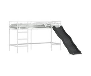 Qnhdfrt Lit Superposé avec Toboggan en Acier 100x190 cm Blanc Anthracite | Cadre en métal mat compact 194x105x116 cm pour chambre, structure stable avec rampe de descente ludique.