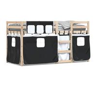 Qnhdfrt Lit superposé en pin massif avec protection anti-chute et rideaux, lit de jeu pour enfants à partir de 6 ans, échelle incluse, 80 x 200 cm, naturel