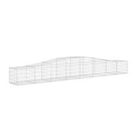Qnhdfrt Lot de 10 Paniers à Gabions Arqués 400x50x40/60 cm, Mur en Fer Galvanisé Fil 3,5 mm Maille 5x10 cm, Cage de Soutènement et Clôture Décorative pour Aménagement de Jardin