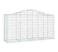 Qnhdfrt Lot de 15 Paniers à Gabions Arqués 200x50x100/120 cm, Cage en Pierre en Fer Galvanisé pour Clôture de Jardin, Barrière Décorative et Pare-Vent, Maille 5x10 cm
