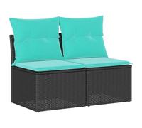 Qnhdfrt Lot de 2 canapés de jardin en polyrotin pour terrasse et balcon, avec espace de rangement sous l'assise, coussin d'assise et de dossier, noir