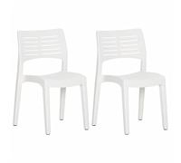 Qnhdfrt Lot de 2 chaises de jardin en polypropylène - Blanc - 50 x 51 x 82 cm - Dossier ergonomique - Design moderne - Robuste et légère - Pour balcon, terrasse, jardin