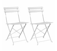 Qnhdfrt Lot de 2 chaises de jardin pliantes, blanches, 42 x 46 x 82 cm, en acier revêtu par pulvérisation, avec design moderne, robustes et peu encombrantes, pour jardin, balcon et événements en