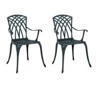Qnhdfrt Lot de 2 chaises de jardin, vertes, 53 x 51 x 88,5 cm, style vintage, en aluminium, avec dossier ergonomique, robuste, pour jardin, terrasse et patio