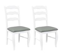 Qnhdfrt Lot de 2 chaises de salle à manger avec coussin - En bois massif d'hévéa - Blanc et gris - 48 x 53,5 x 99 cm - Ergonomiques - Design moderne - Pour salle à manger, salon, bureau