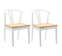 Qnhdfrt Lot de 2 chaises de salle à manger en bois d'hévéa massif - Blanc naturel - 50,5 x 61 x 80,5 cm - Confortables - Avec coussin d'assise - Design moderne - Robuste et durable - Pour cuisine