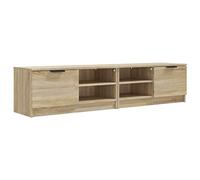 Qnhdfrt Lot de 2 meubles TV bas en chêne Sonoma - 80 x 35 x 36,5 cm - Avec 3 compartiments et tiroir - Design moderne pour salon, chambre à coucher, couloir