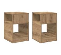 Qnhdfrt Lot de 2 tables d'appoint en chêne artisanal, 30,5 x 30 x 45 cm, en bois avec espace de rangement, design minimaliste moderne pour salon, couloir et chambre à coucher, petite table basse
