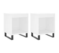 Qnhdfrt Lot de 2 Tables de Chevet Blanc 40x35x50 cm en Bois d'Ingénierie et Métal - Tables de Nuit Modernes et Tendances avec Compartiment de Rangement pour Chambre à Coucher