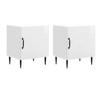 Qnhdfrt Lot de 2 tables de chevet blanches brillantes, tables de chevet modernes avec porte, table d'appoint en bois avec pieds en métal, armoire de rangement pour chambre à coucher, 43 x 34,5 x 50 cm