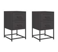 Qnhdfrt Lot de 2 Tables de Chevet Industrielles en Acier Noir 36x39x60,5 cm - Petit Meuble d'Appoint Robuste avec Grand Espace de Rangement pour Chambre et Salon