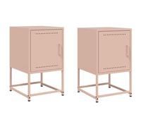 Qnhdfrt Lot de 2 Tables de Chevet Industrielles en Acier Rose 36x39x60,5 cm - Petit Meuble de Rangement d'Appoint Design pour Chambre Salon et Bureau, Tables de Nuit Robustes et Stables