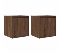 Qnhdfrt Lot de 2 tables de chevet suspendues effet chêne - Table de chevet murale avec espace de rangement - Meuble de chambre compact pour montage mural - 38 x 34 x 40 cm