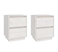 Qnhdfrt Lot de 2 tables de chevet, tables d'appoint en pin massif blanc, table de chevet moderne comme meuble de chambre à coucher, 40 x 35 x 50 cm, console de chevet stable pour livres et étagère