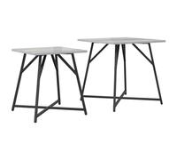 Qnhdfrt Lot de 2 Tables Gigognes Industrielles, Bout de Canapé Carré en Bois d'Ingénierie et Métal, Table d'Appoint Salon pour Boissons et Déco, 50x50x50cm / 40x40x45cm, Gris Sonoma et Noir