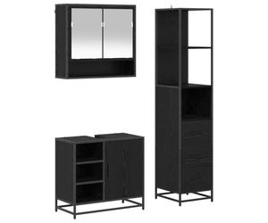 Qnhdfrt Lot de 3 meubles de salle de bain - Aspect chêne noir - 65/37,5 cm de large - Montage mural - Design moderne - Grand espace de rangement - Robuste et durable - Pour les petites salles de bains
