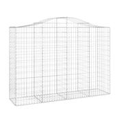 Qnhdfrt Lot de 3 Paniers à Gabions Arqués 200x50x140/160 cm, Cage à Pierre en Fer Galvanisé pour Clôture de Jardin et Mur de Soutènement Extérieur, Maille 5x10 cm, Fil 3,5 mm, Argenté