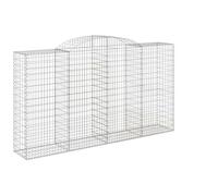 Qnhdfrt Lot de 3 Paniers à Gabions Arqués 300x50x160/180 cm, Cage de Pierre en Fer Galvanisé pour Clôture de Jardin, Décoration Extérieure et Brise-Vue de Patio, Maille 5x10 cm